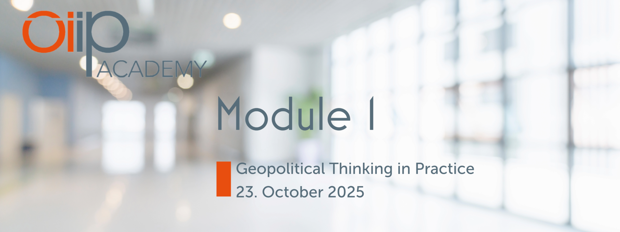 oiip ACADEMY Module 1: Geopolitical Thinking in Practice